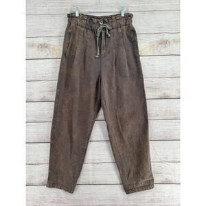 Oli & Hali Mineral Washed High Waist Pleated Barrel Pants Womens L Brown